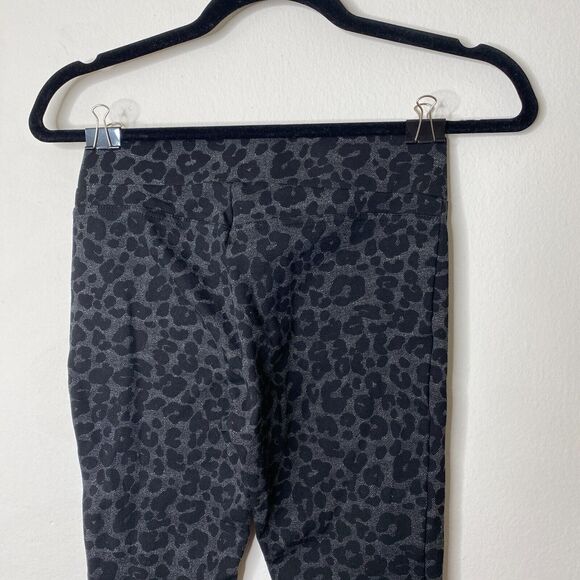 Loft Black and Gray Muted Leopard Print Ponte Leggings Jeggings High Waist XSP - Picture 6 of 10